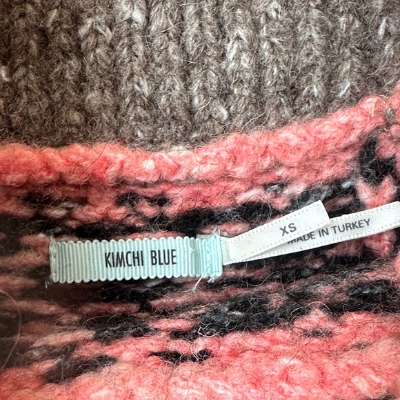 Kimchi Blue Fair Isle Cropped Sweater XS Mock Turtleneck - Picture 2 of 5
